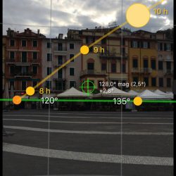 Sun Surveyor screenshot con percorso del sole su Lerici. Location Scouting Italia - duzimage