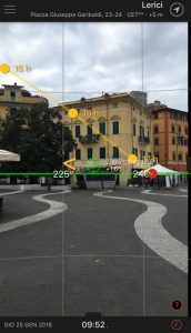 Sun Surveyor screenshot con percorso del sole su Lerici. Location Scouting Italia - duzimage