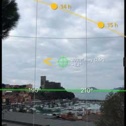 Sun Surveyor screenshot con percorso del sole su Lerici. Location Scouting Italia - duzimage