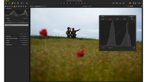 schermata di Capture One Pro con pannello LUMA aperto su immagine. Due soldati in un campo